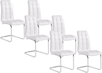 VENTE-UNIQUE.COM Set de 6 sillas piel sint&eacute;tica blanco