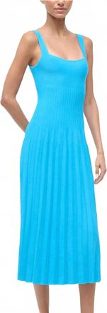 Staud Ellison Knit Midi Dress In Pool