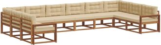vidaXL Conjunto De Sof&aacute;s De Exterior 10 Uds. Natural Y Beige Vidaxl