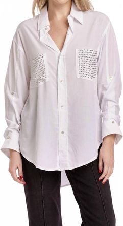 Dear John Denim Lola Oversized Star Studded Button Up Shirt In White