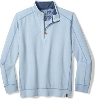 Tommy Bahama Ben & Terry Half Zip Sweatshirt in Silvery Blue at Nordstrom, Size Xxx-Large