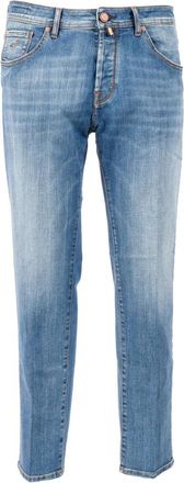 Jacob Cohen Scott Cropped Slim Fit Jeans - Heren - Slim Fit Jeans - Blauw - W38 - Katoen - Jeans