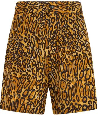 Moschino Korte Broeken, Heren, Veelkleurig, M, Shorts met luipaardprint en hoge taille