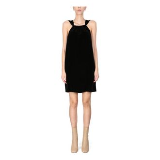 Moschino Abito Sleeveless Chic 70s Velluto Misto Seta - Dames - Korte kleedjes - Zwart - S - Kleedjes