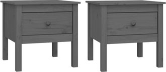 vidaXL Side Tables 2 pcs Grey 50x50x49 cm Solid Wood Pine vidaXL