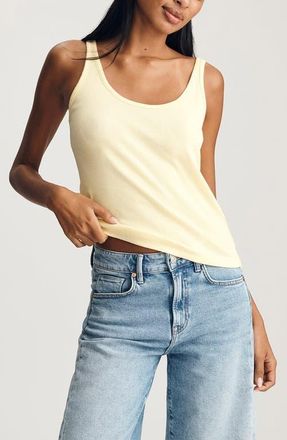 Mavi Scoop Neck Stretch Cotton Rib Tank in Pale Banana at Nordstrom, Size X-Large