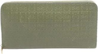 Loewe Pre-owned Repeat Anagram Lederen Lange Portemonnee - Dames - Vintage Accessoires - Groen - ONE Size - Leer - Vintage