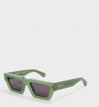 Off-white Mens Manchester 53 Rectangle Full Rim Sunglasses - Green Grey - Size: ONE size