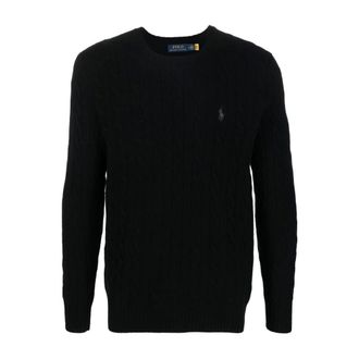Polo Ralph Lauren Round-neck Knitwear, male, Black, Size: 2XL Black Sweaters for Men
