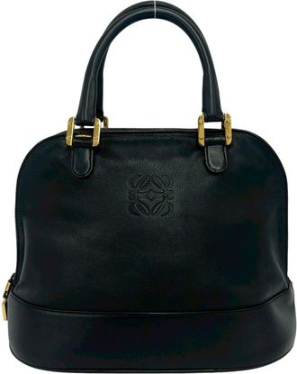 Loewe Black Leather Boston Bag Handbag Tote Bag (Pre-Owned)
