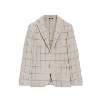 BOSS Slim-fit jacket in checked fabric