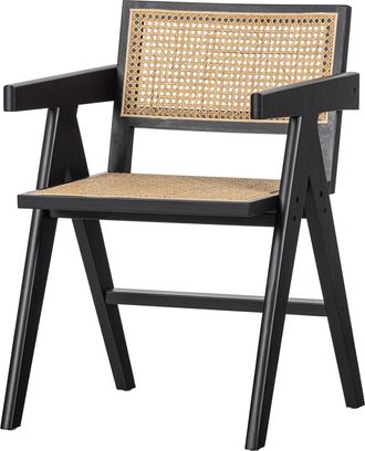 De Eekhoorn Design Stuhl Gunny mit Armlehnen und Wienergeflecht - Schwarz / Natural