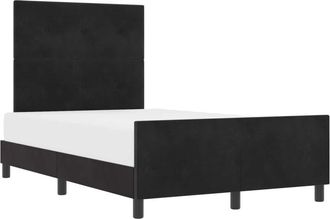 vidaXL Bed Frame with Headboard Black 120 x 190 cm Velvet Vidaxl