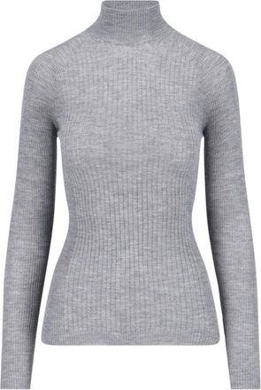 SA SU PHI Ribbed Cashmere And Silk Knit Sweater With High Neckline