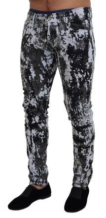 Dolce & Gabbana Mens Multicolor Cotton Tie Dye Skinny Denim Jeans Elastane Clothing
