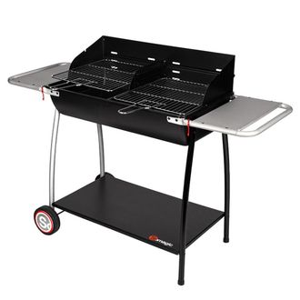 Somagic Barbacoa de carb&oacute;n con dos estantes laterales