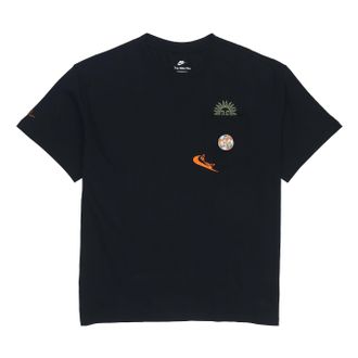 Nike Mens Nike Logo Pocket Printing Round Neck Short Sleeve Black T-Shirt DR7967-010
