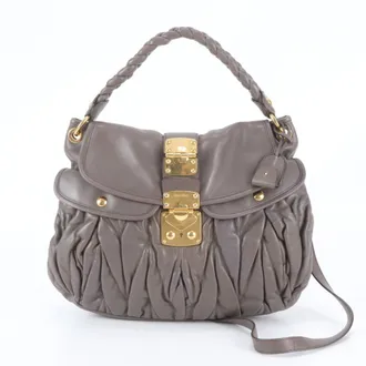 Miu Miu Brown Leather Handbag Shoulder Bag Tote Bag (Pre-Owned)