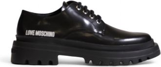 Love Moschino Womens Laceup Oxford Shoes Black Patent Leather - Size EU 41