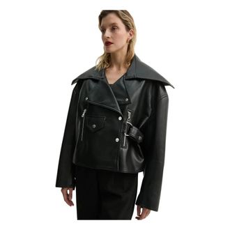 Nanushka Jassen, Dames, Zwart, M, Leer, Ado Biker Jas