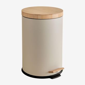 Sklum Papelera Con Pedal Para Exterior En Acero Galvanizado Y Bamb&uacute; Sosua Sklum