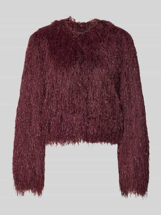 Vera Mont Webpelzjacke aus Effektgarn mit Rundhalsausschnitt in Bordeaux, Gr&ouml;&szlig;e 40