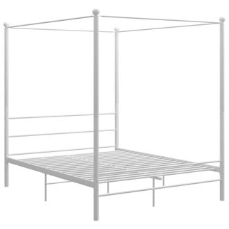 vidaXL Estructura De Cama Con Dosel Sin Colch&oacute;n Metal Blanco 160x200cm Vidaxl