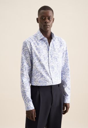 Seidensticker Businesshemd SEIDENSTICKER Regular, Herren, Gr. XXL46, normale &Auml;rmell&auml;ngen, blau, 100% Baumwolle, gebl&uuml;mt, regular fit, 2-Knopf-Manschette, Hemden Bus