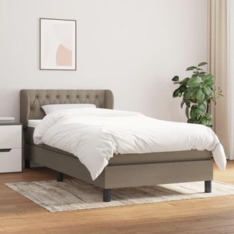 vidaXL Cama Box Spring Con Colch&oacute;n Tela Gris Taupe 90x190 Cm Vidaxl