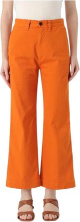 Polo Ralph Lauren Broeken, Dames, Oranje, L, Katoen, Wijde Katoenen Broek met Pijpen