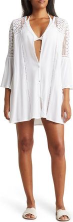 Boho Me Lace Crochet Tunic Coverup in White at Nordstrom Rack, Size X-Large