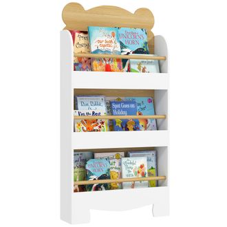 OEM Estanter&iacute;a Infantil De 3 Niveles Con Dise&ntilde;o De Osito Bordes Redondeados Y Barreras De Seguridad Para Libros Y Juguetes