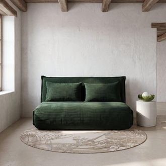 Maisons du monde Sof&aacute; cama de 2 plazas de pana verde