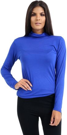 Janisramone Polo Shirts for Women UK, Long Sleeves Turtle Neck Womens Polo Shirt, Stretchy Long Sleeve Tops Women UK, Women s Roll Neck Polo T Shirt Size 8-26 Roy