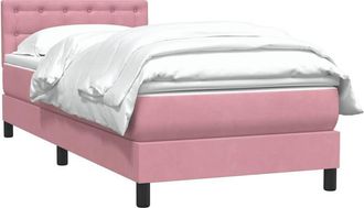 vidaXL Cama Box Spring Con Colch&oacute;n Terciopelo Rosa 80x220 Cm Vidaxl