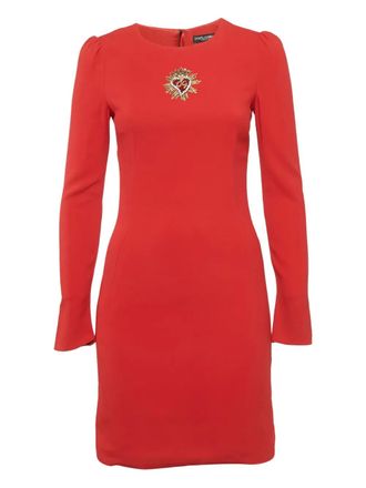 Dolce & Gabbana embellished long-sleeve mini dress - Red
