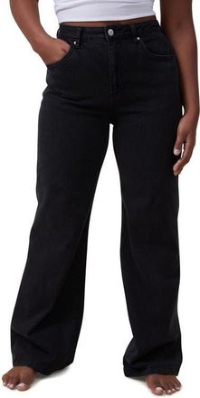 Cotton On Womens Curvy Stretch Wide Jean in Graphite Black at Nordstrom, Size 4