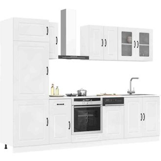 vidaXL Vidaxl - Conjunto De Armarios De Cocina De 8 Piezas kalmar De, Madera De Ingenier&iacute;a Blanca Brillante