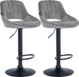 Clp Juego De 2 Taburetes De Bar Milet De Terciopelo Gris Oscuro