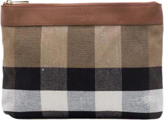 Burberry Pre-owned Canvas Clutch - Dames - Vintage Clutch - Bruin - ONE Size - Vintage