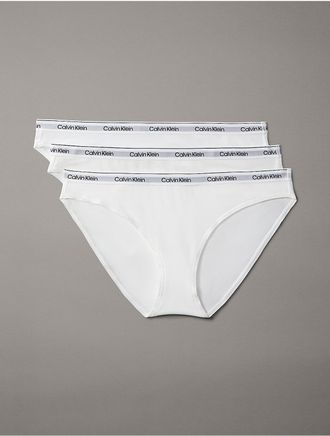 Calvin Klein Womens Modern Logo 3-Pack Bikini - White - XS