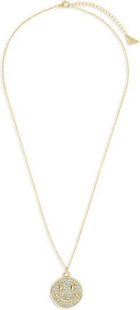 Sterling Forever Pav&eacute; Cubic Zirconia Positivity Pendant Necklace in Gold at Nordstrom