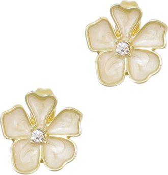 Adornia Enamel & Crystal Flower Stud Earrings in Gold/White at Nordstrom Rack
