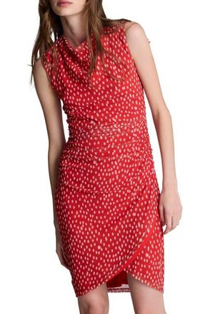 Kenneth Cole Polka Dot Sleeveless Mesh Minidress in Lava Red/Oyster at Nordstrom, Size Medium