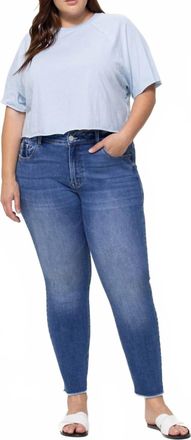 Flying Monkey Amber Mid Rise Crop Skinny Jeans - Plus In Dark Blue