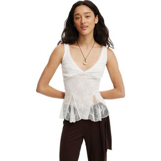 Cotton On Womens Elsie Babydoll Tank in White at Nordstrom, Size X-Small