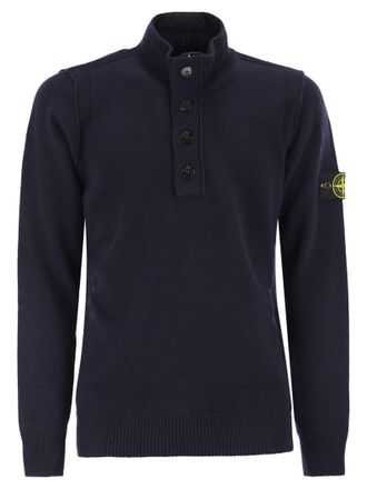 Stone Island Pullover mit kurzem Reißverschluss und Filzdetails
