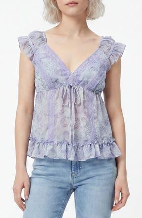 By Design Honey Paisley Lace Trim Peplum Top in Purple at Nordstrom Rack, Size X-Small