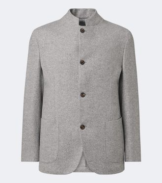 Eleventy Herringbone cashmere and silk blazer