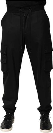 Dolce & Gabbana Zwarte Cargo Jogger Heren Trainingsbroeken - Heren - Sweatpants - Zwart - M - Wol - Broeken